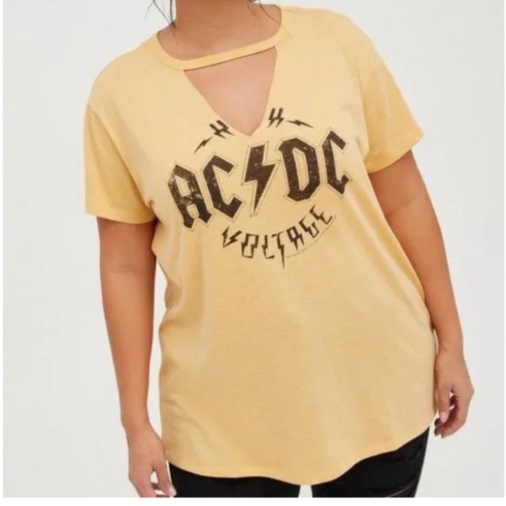 Torrid Women’s Yellow AC/DC High Voltage Choker Tee